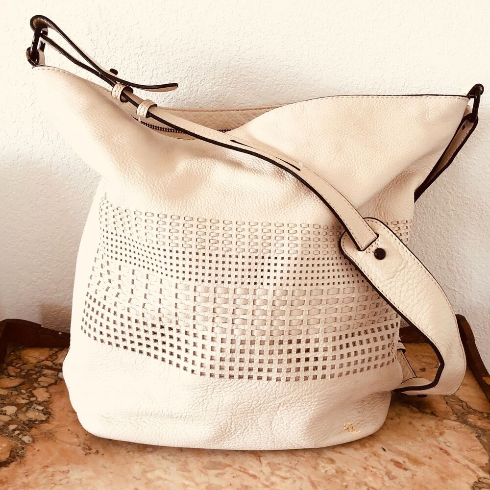 Elliott Lucca White Leather Bali 89 Collection Anakan Bucket Bag